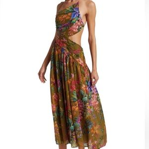 ZIMMERMANN Laurel asymmetric linen midi dress